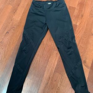 Justice latex leggings with crisscross ribbon
